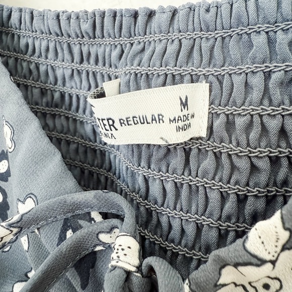 Hollister Womens Dress Size M Blue Floral Smocked Long Sleeve Cottagecore Boho - Picture 5 of 8